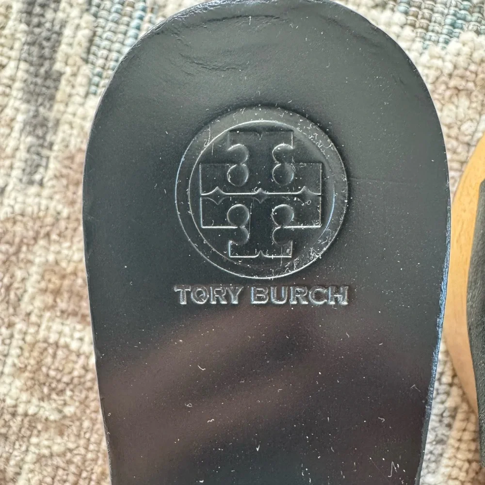 Tory Burch Ines Wedge Black Sandals Size 6M